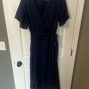 Missguided+ Navy Asymmetrical Wrap Dress